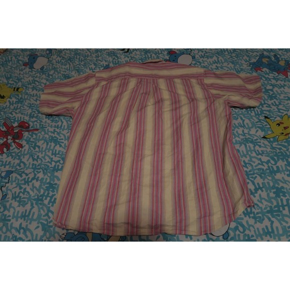 A.P.C. Rue De Fleurus Paris France Snap Button Down Striped Shirt Multi Yellow 3 - Picture 5 of 5